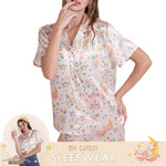 Wacoal Millie & Friends Circat Collection, anti-exposure pajamas, short-sleeved shirt, shorts, model WN7D40