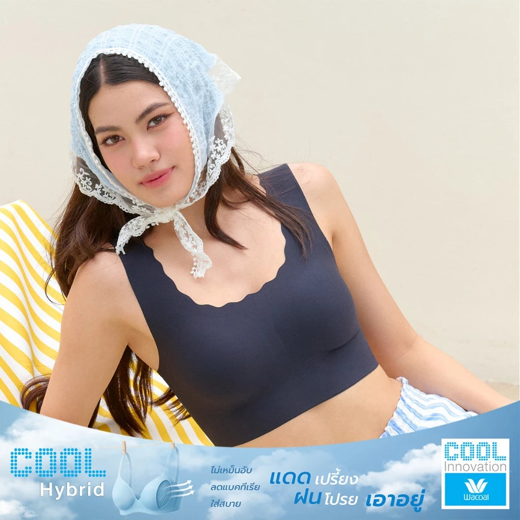 Wacoal Cool Innovation บราไร้โครง รูปแบบสวมหัว รุ่น WH9E15 สีดำ (BL)