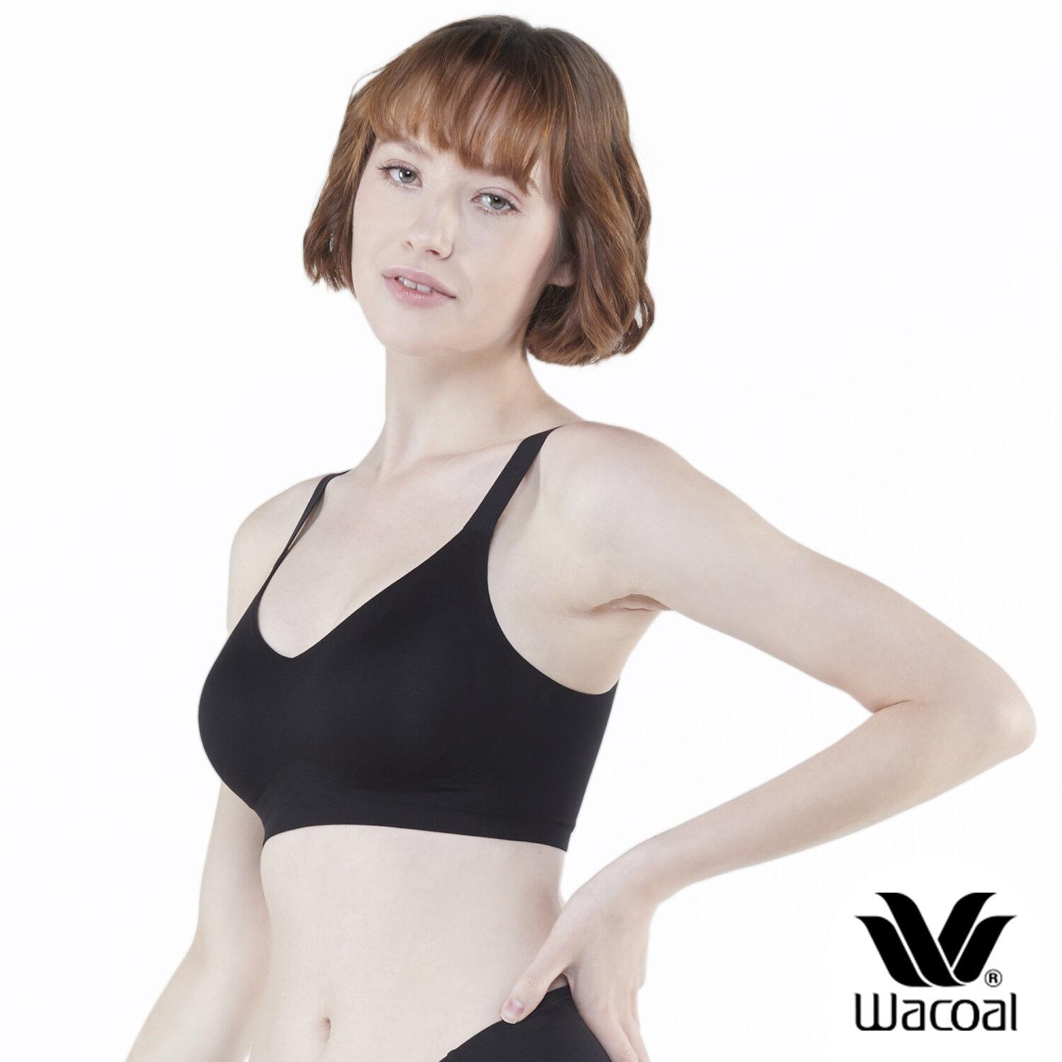 Wacoal ชุดชั้นเนียน บราไร้โครง Smart Size เสริมฟองน้ำ รุ่น WB3Y28 สีดำ (BL)
