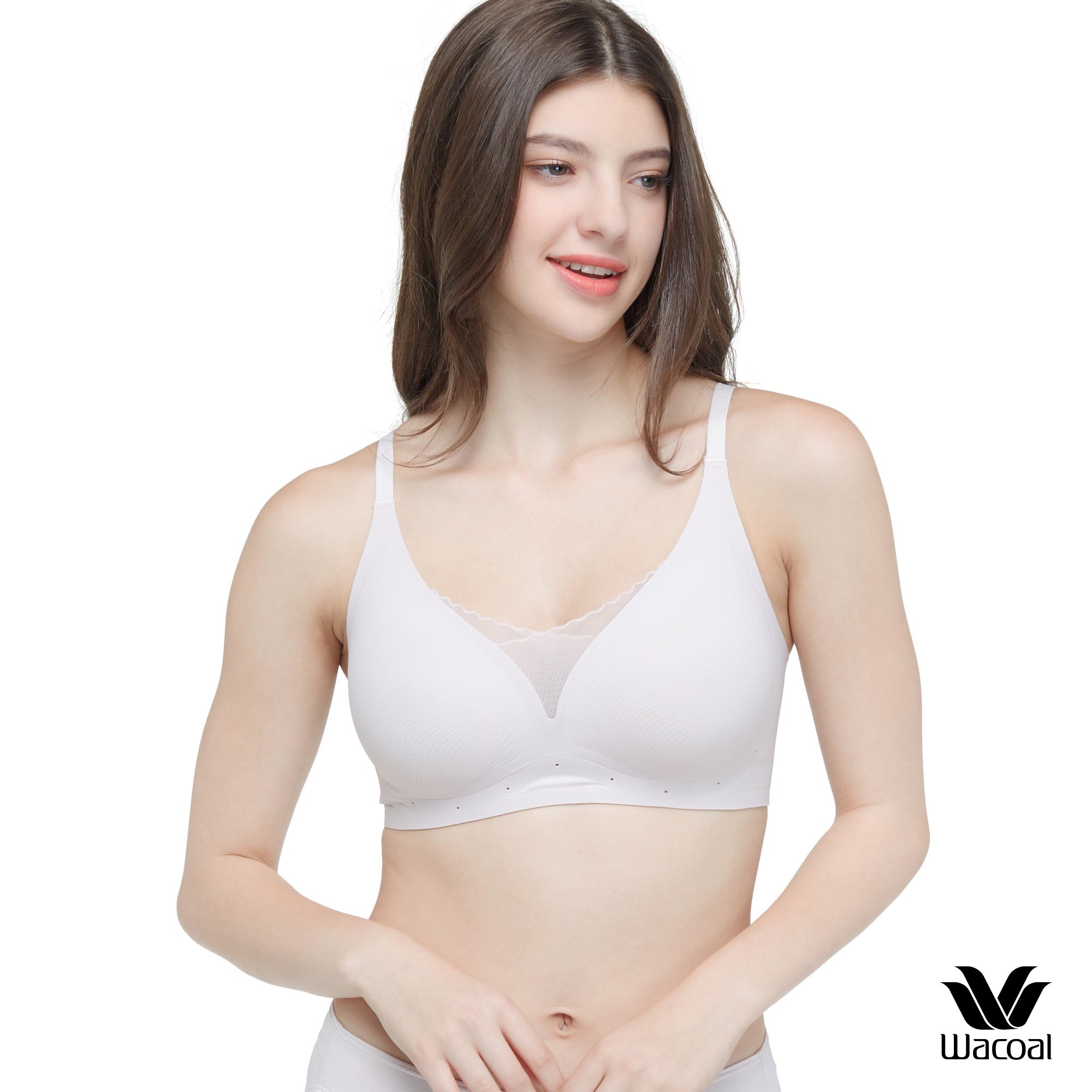 Wacoal ชุดชั้นเนียน บราไร้โครง Smart Size เสริมฟองน้ำ รุ่น WB3Y32 สีชมพู (PI)