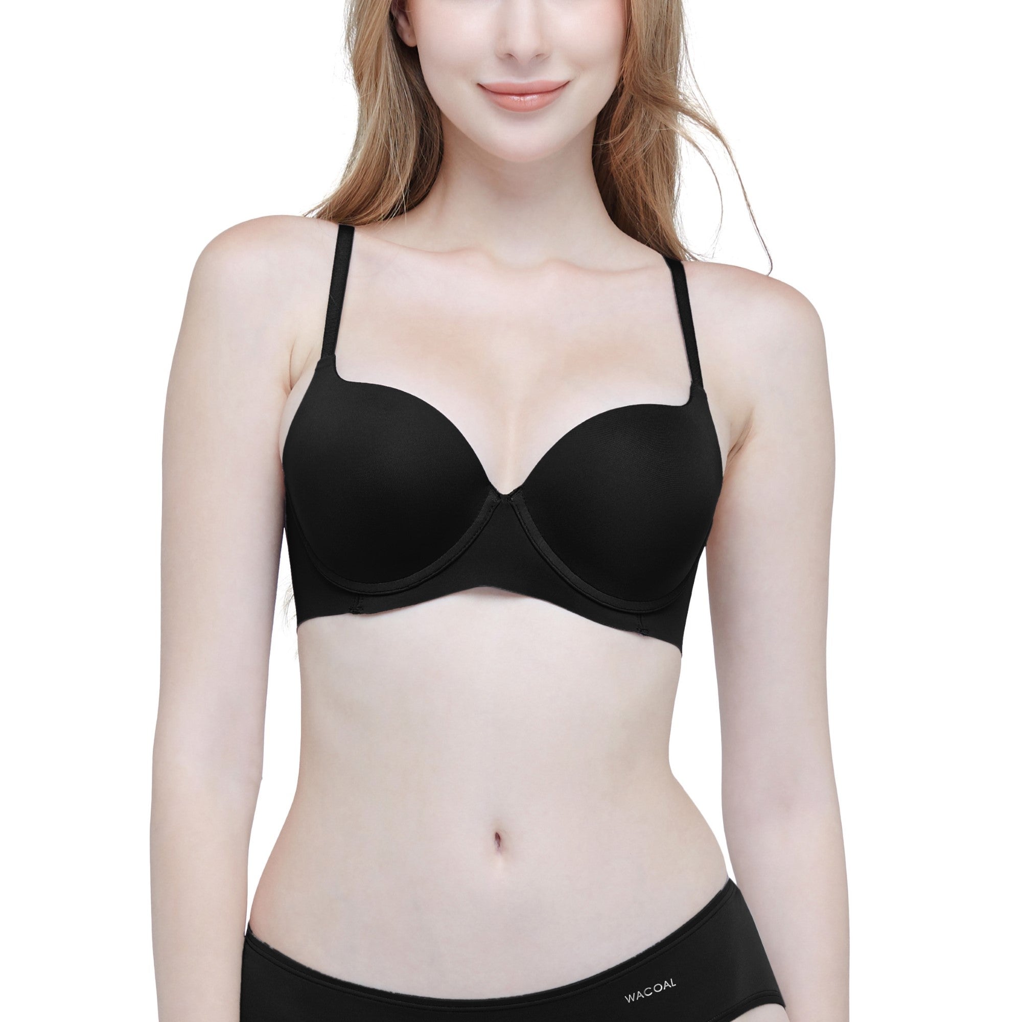 Wacoal ชุดชั้นเนียน บราดันทรงมีโครง เสริมฟองน้ำหนา รุ่น WB5P79 สีดำ (BL)
