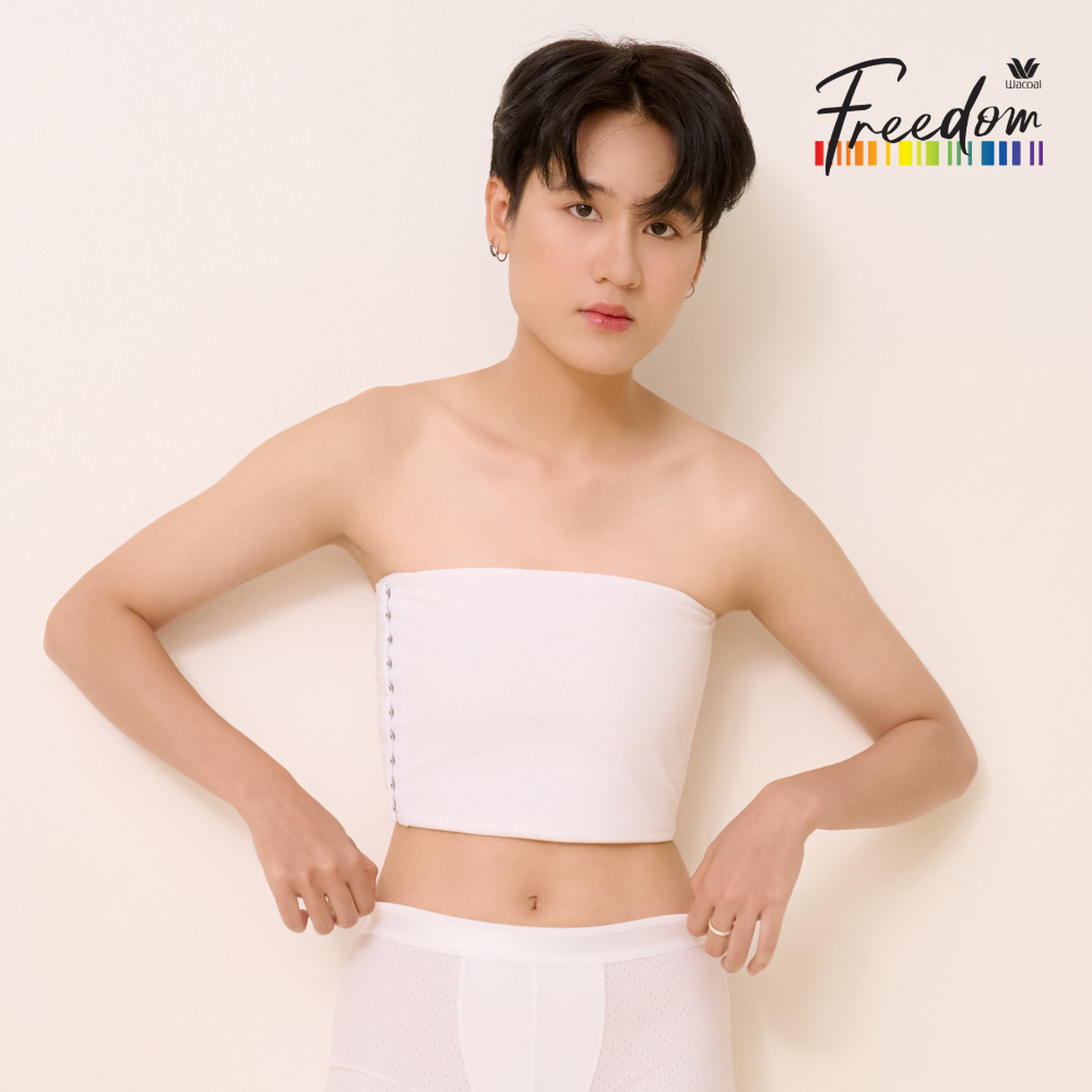 Wacoal FREEDOM ผ้าแถบกระชับอกแบบครึ่งตัวตะขอด้านข้างรุ่น WXT102 สีขาว (WH)