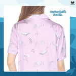 Wacoal Sleep wear, short-sleeved shirt and long pants, Sea Life pattern, model WN7G05, purple-pink (PL)