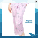 Wacoal Sleep wear, short-sleeved shirt and long pants, Sea Life pattern, model WN7G05, purple-pink (PL)