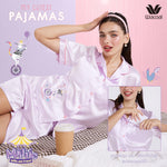 Wacoal Millie & Friends Circat Collection ชุดนอนกันโป๊ รูปแบบเสื้อแขนสั้น กางเกงขาสั้น รุ่น WN7D43 สีม่วง (LG)