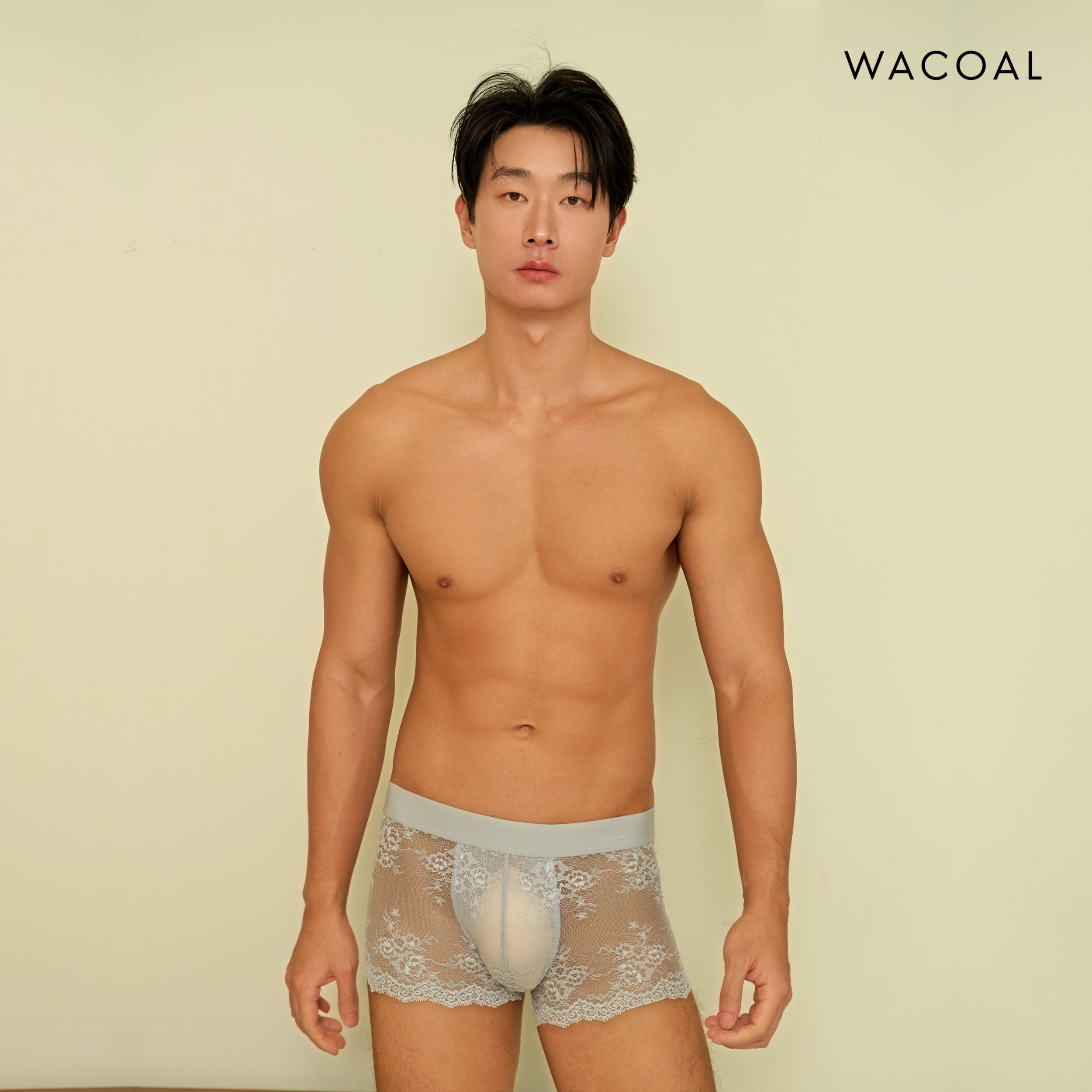Wacoal กางเกงในผู้ชาย ผ้าลูกไม้ LUXURY FLORAL LACE BOXER รุ่น WXU403 สีเทา (LI)