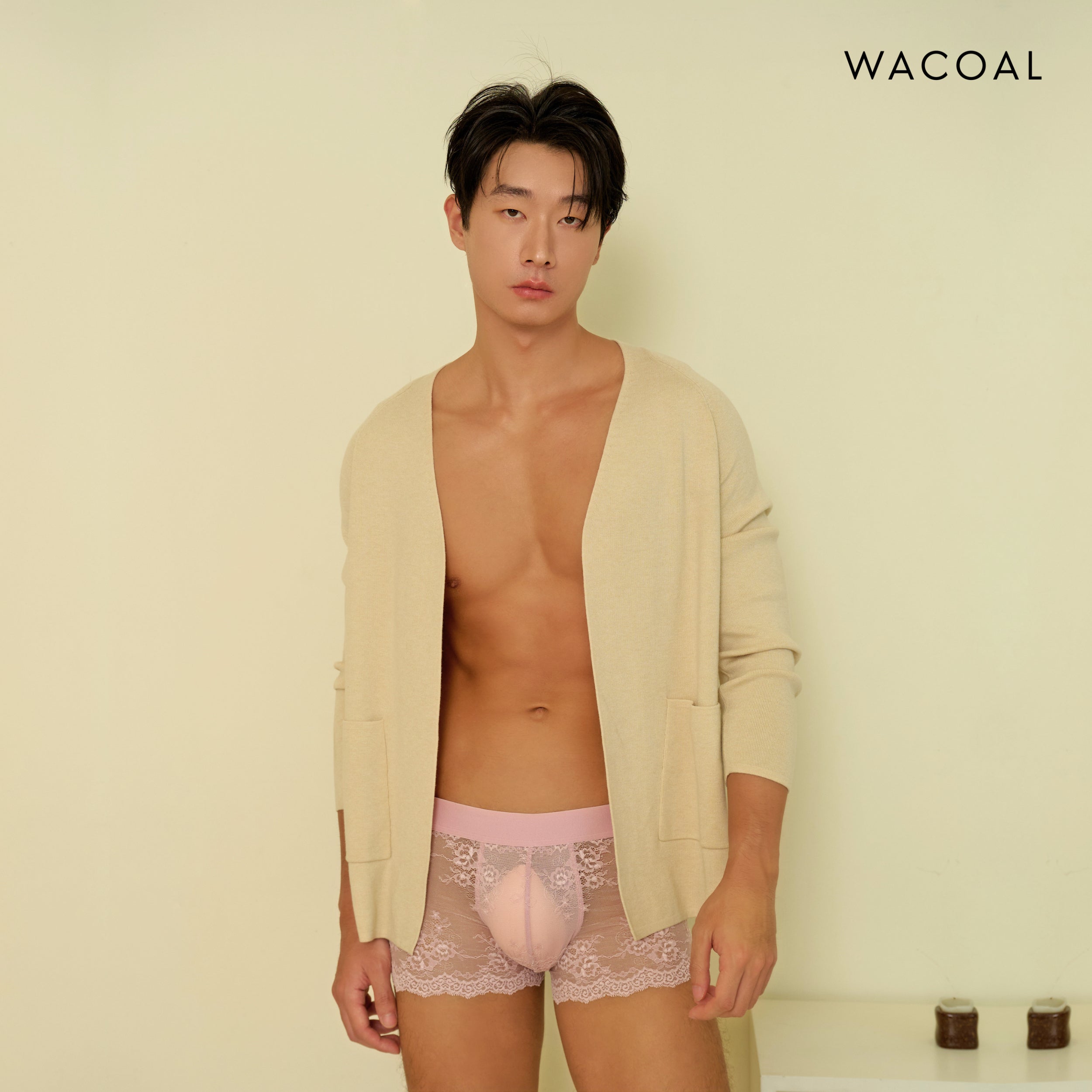 Wacoal กางเกงในผู้ชาย ผ้าลูกไม้ LUXURY FLORAL LACE BOXER รุ่น WXU403 สีชมพู (WR)