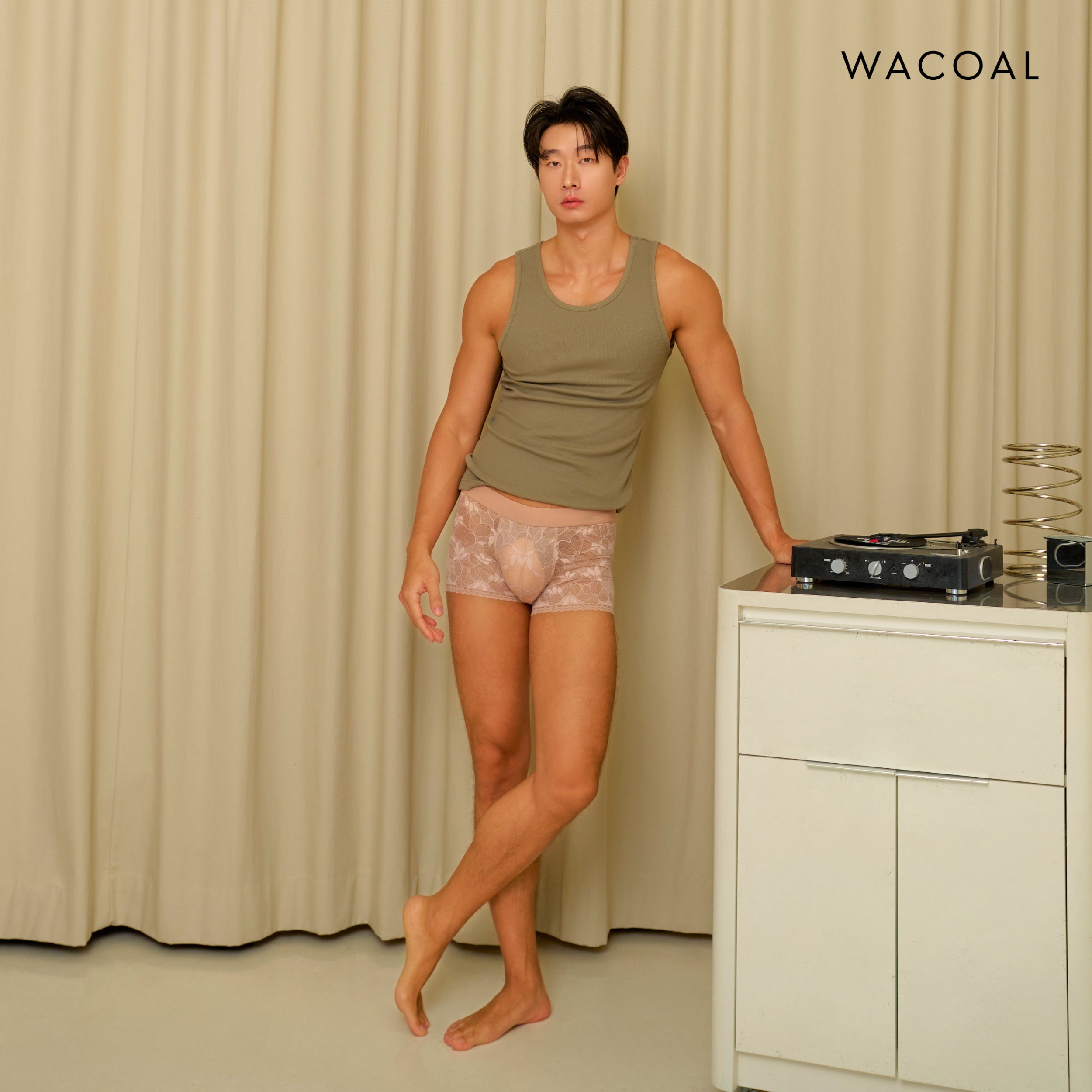 Wacoal Freedom LIMITED กางเกงลูกไม้ชาย (Lace Boxer) รุ่น WXU405 สีเบจ (BE)