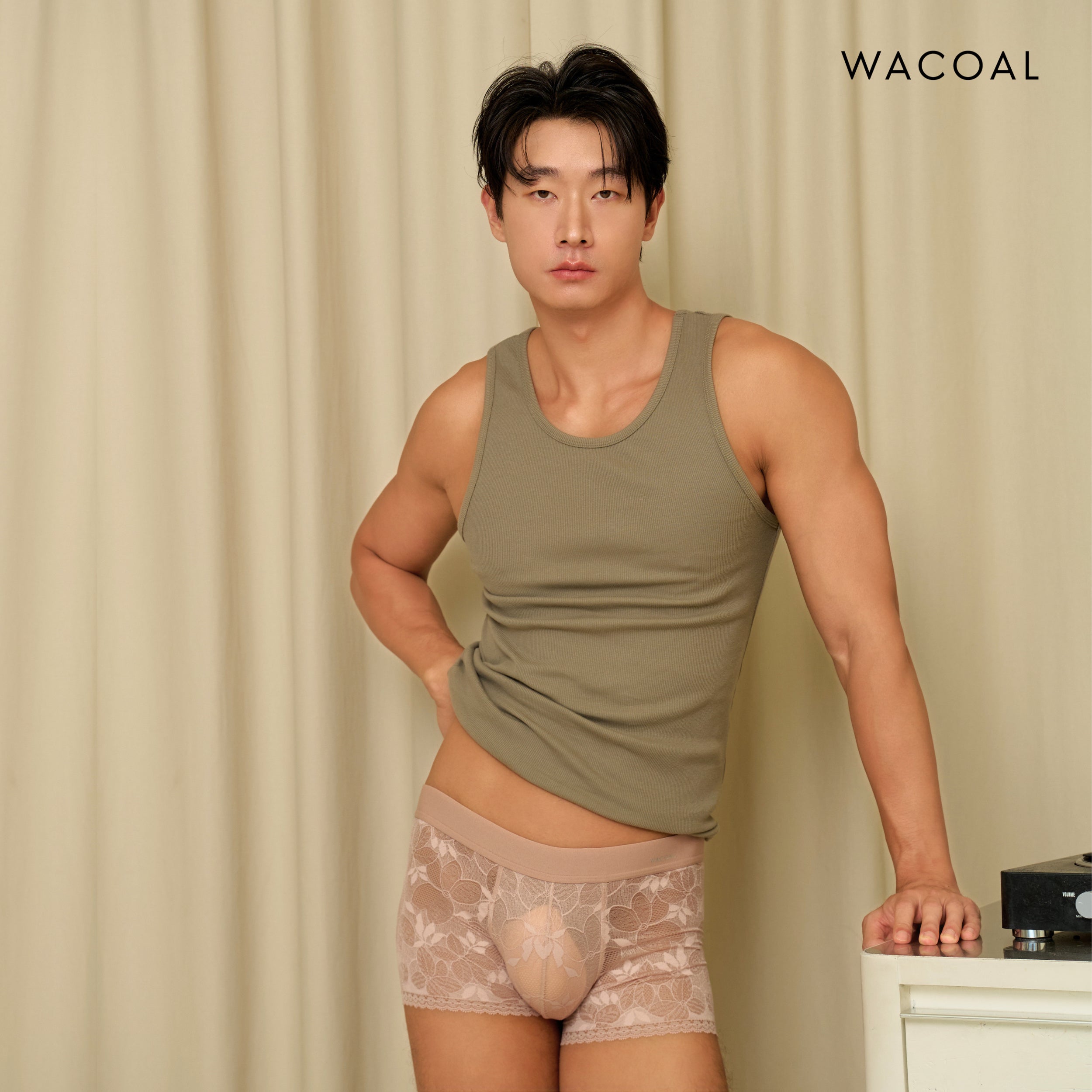 Wacoal Freedom LIMITED กางเกงลูกไม้ชาย (Lace Boxer) รุ่น WXU405 สีเบจ (BE)