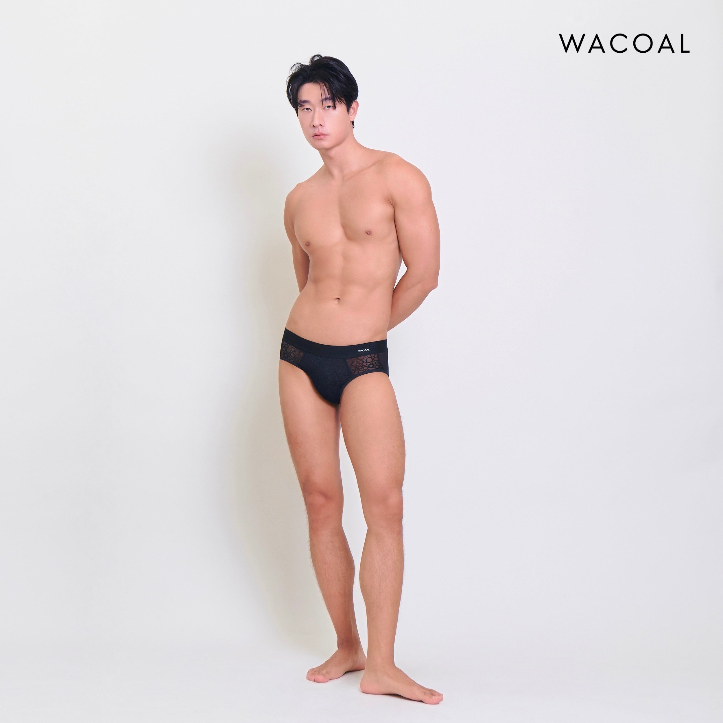 Wacoal กางเกงในผู้ชาย Lace Mesh Bikini ลูกไม้ ระบายอากาศ กระชับ รุ่น WXU306 สีดำ (BL)
