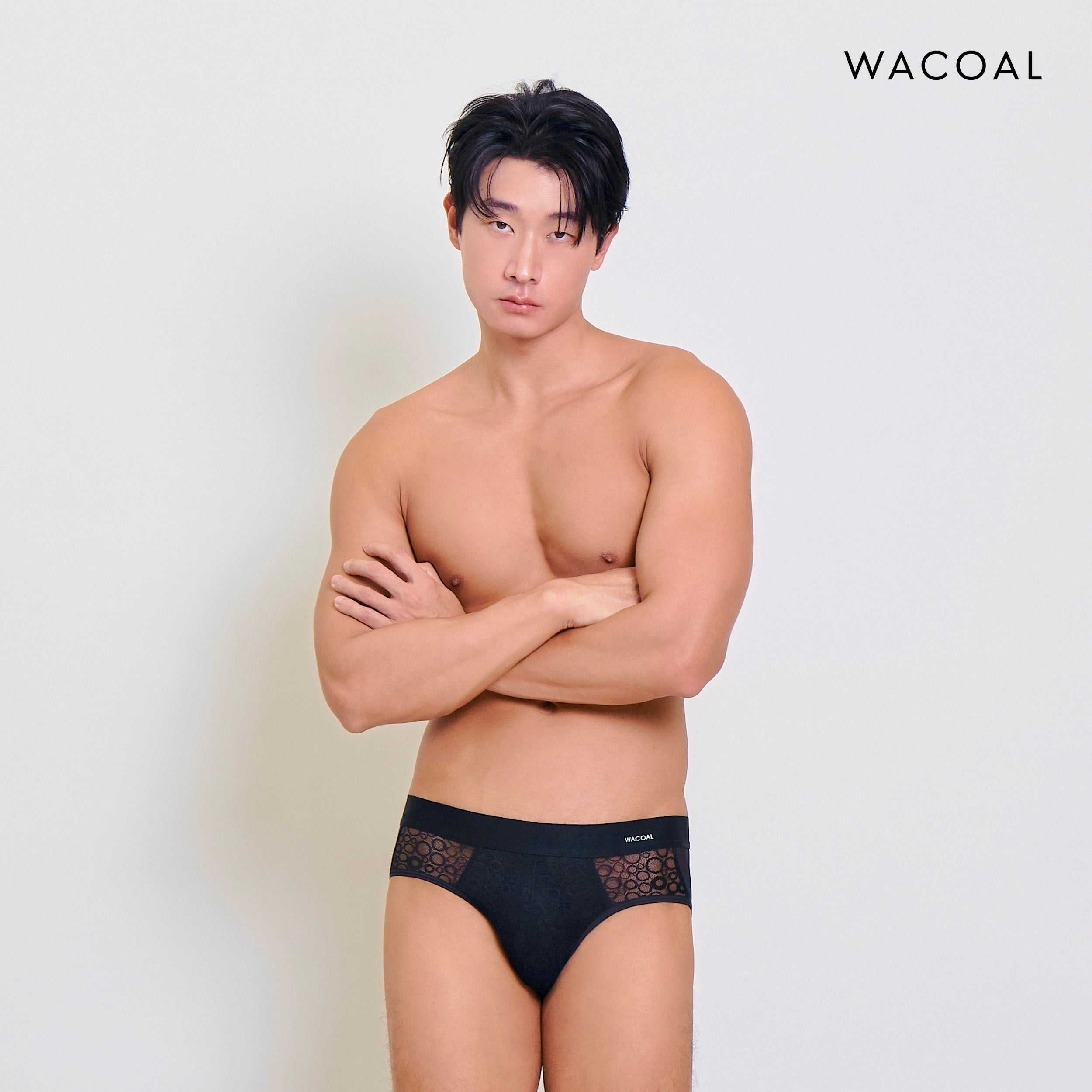 Wacoal กางเกงในผู้ชาย Lace Mesh Bikini ลูกไม้ ระบายอากาศ กระชับ รุ่น WXU306 สีดำ (BL)