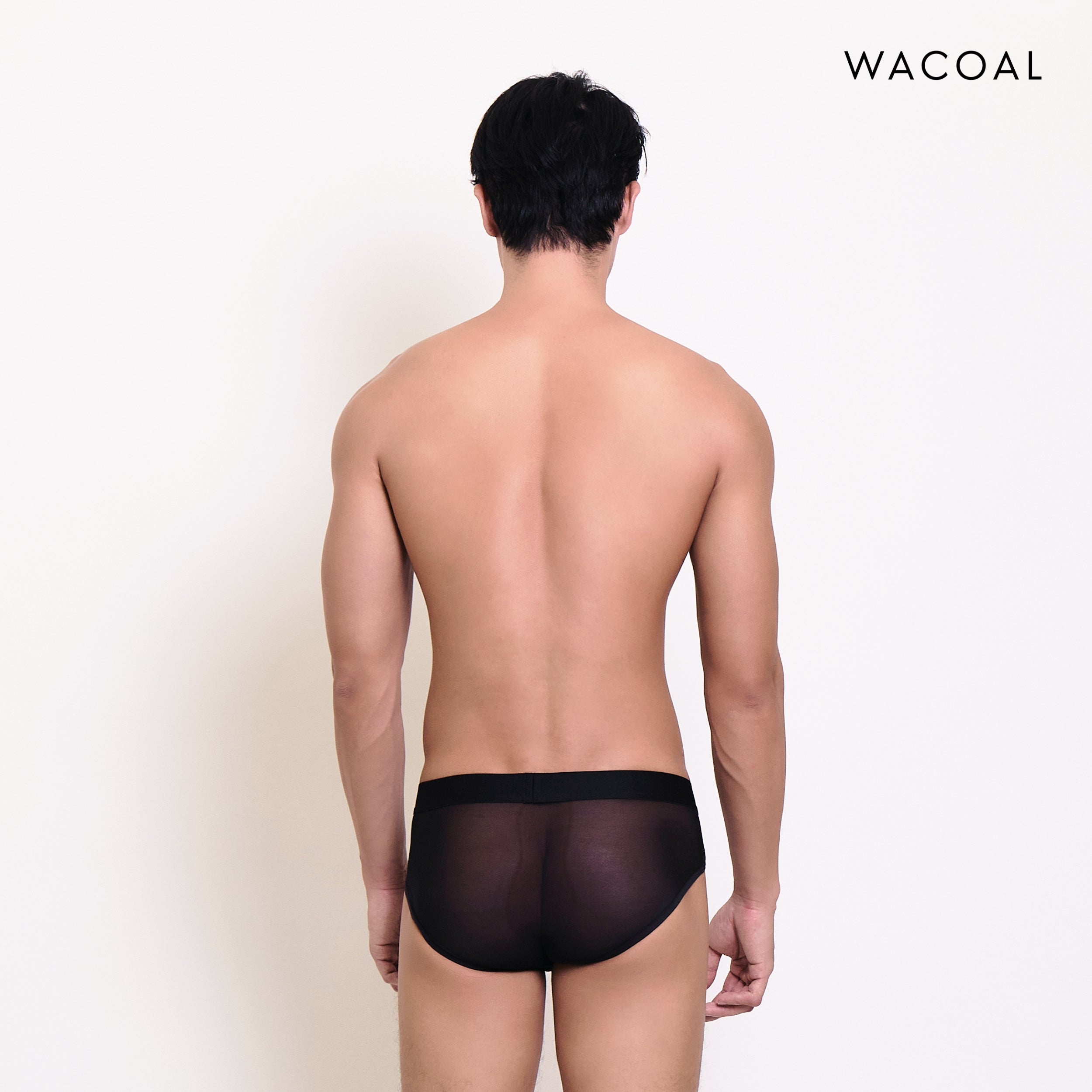 Wacoal กางเกงในผู้ชาย Lace Mesh Bikini ลูกไม้ ระบายอากาศ กระชับ รุ่น WXU306 สีดำ (BL)