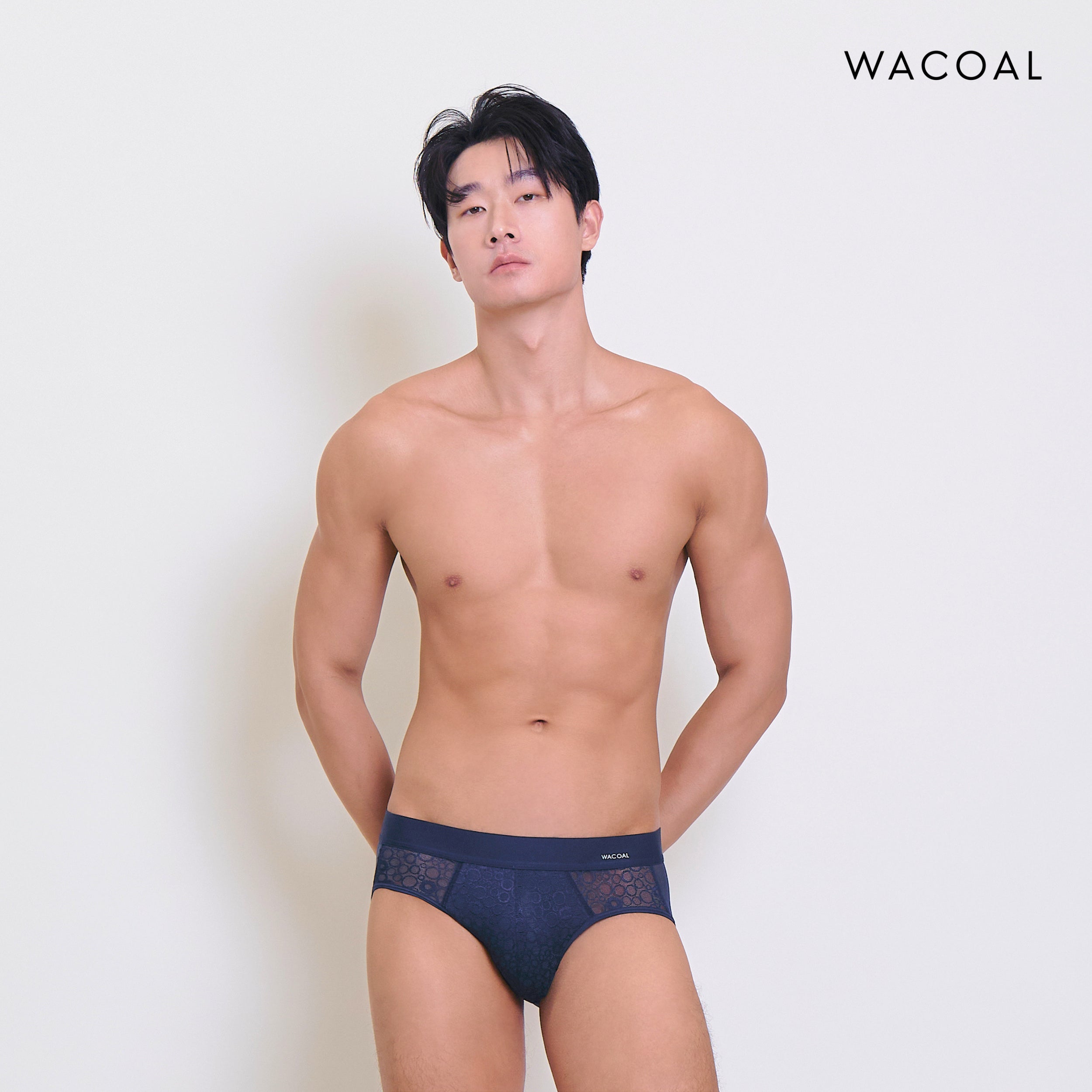 Wacoal กางเกงในผู้ชาย Lace Mesh Bikini ลูกไม้ ระบายอากาศ กระชับ รุ่น WXU306 สีกรม (NG)