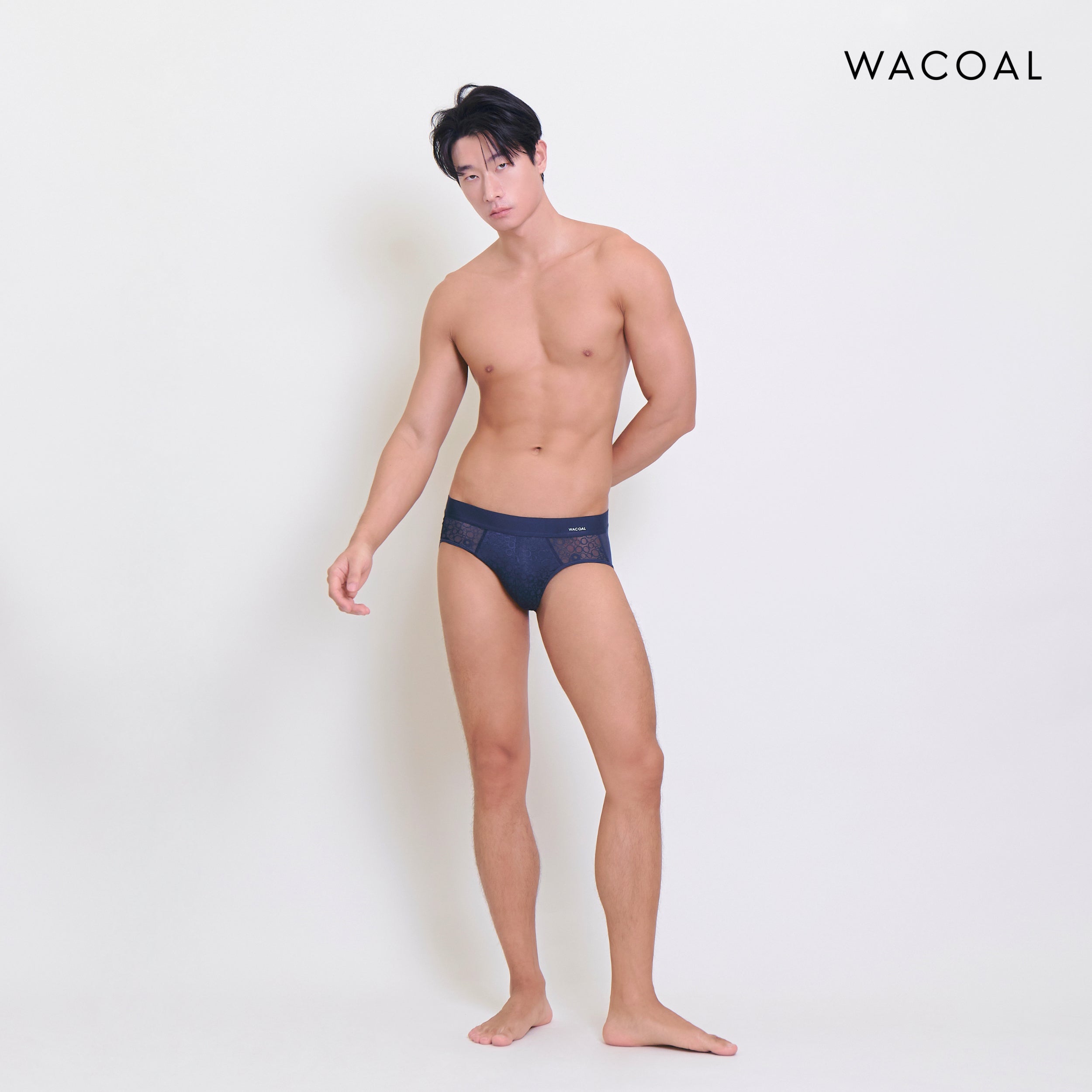 Wacoal กางเกงในผู้ชาย Lace Mesh Bikini ลูกไม้ ระบายอากาศ กระชับ รุ่น WXU306 สีกรม (NG)