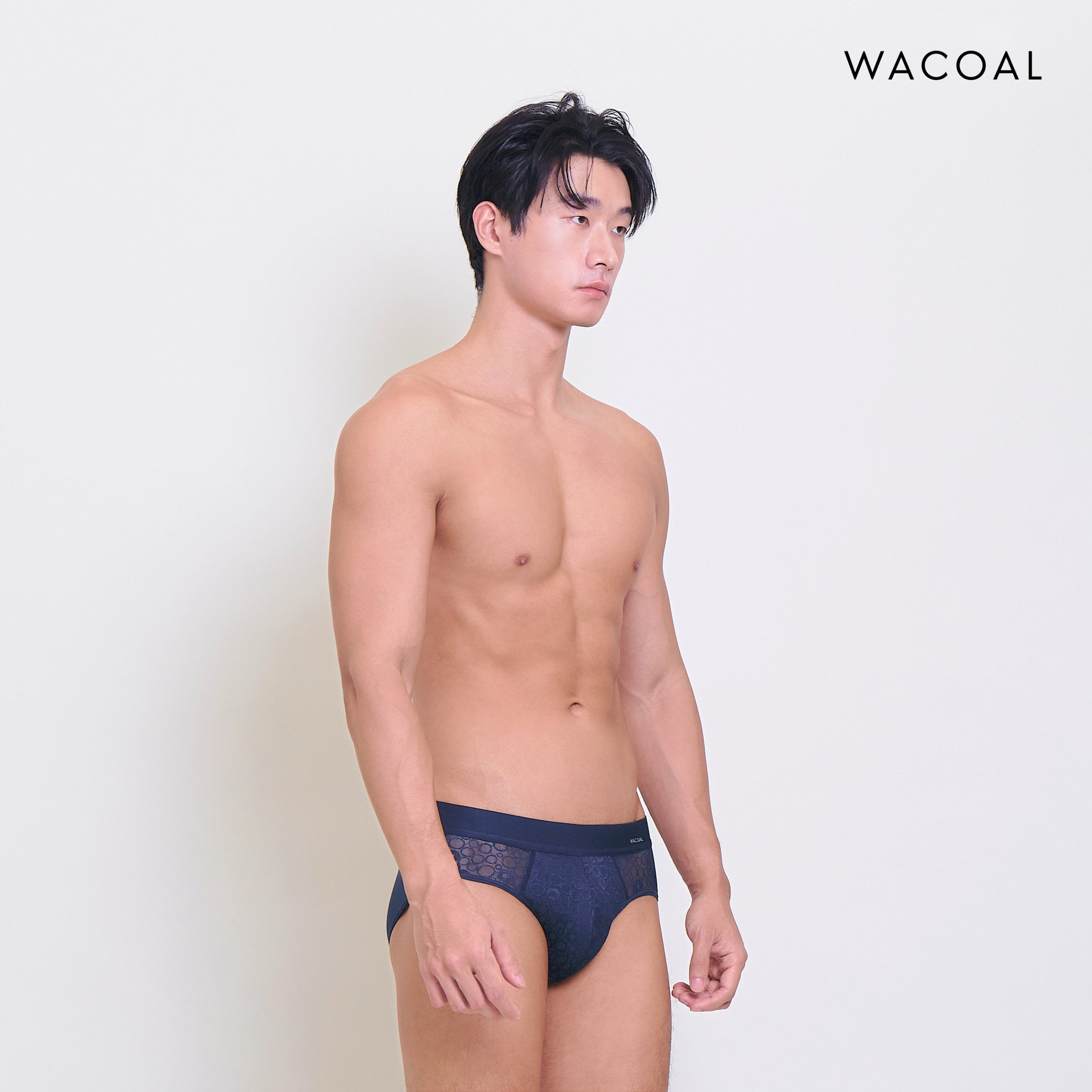 Wacoal กางเกงในผู้ชาย Lace Mesh Bikini ลูกไม้ ระบายอากาศ กระชับ รุ่น WXU306 สีกรม (NG)