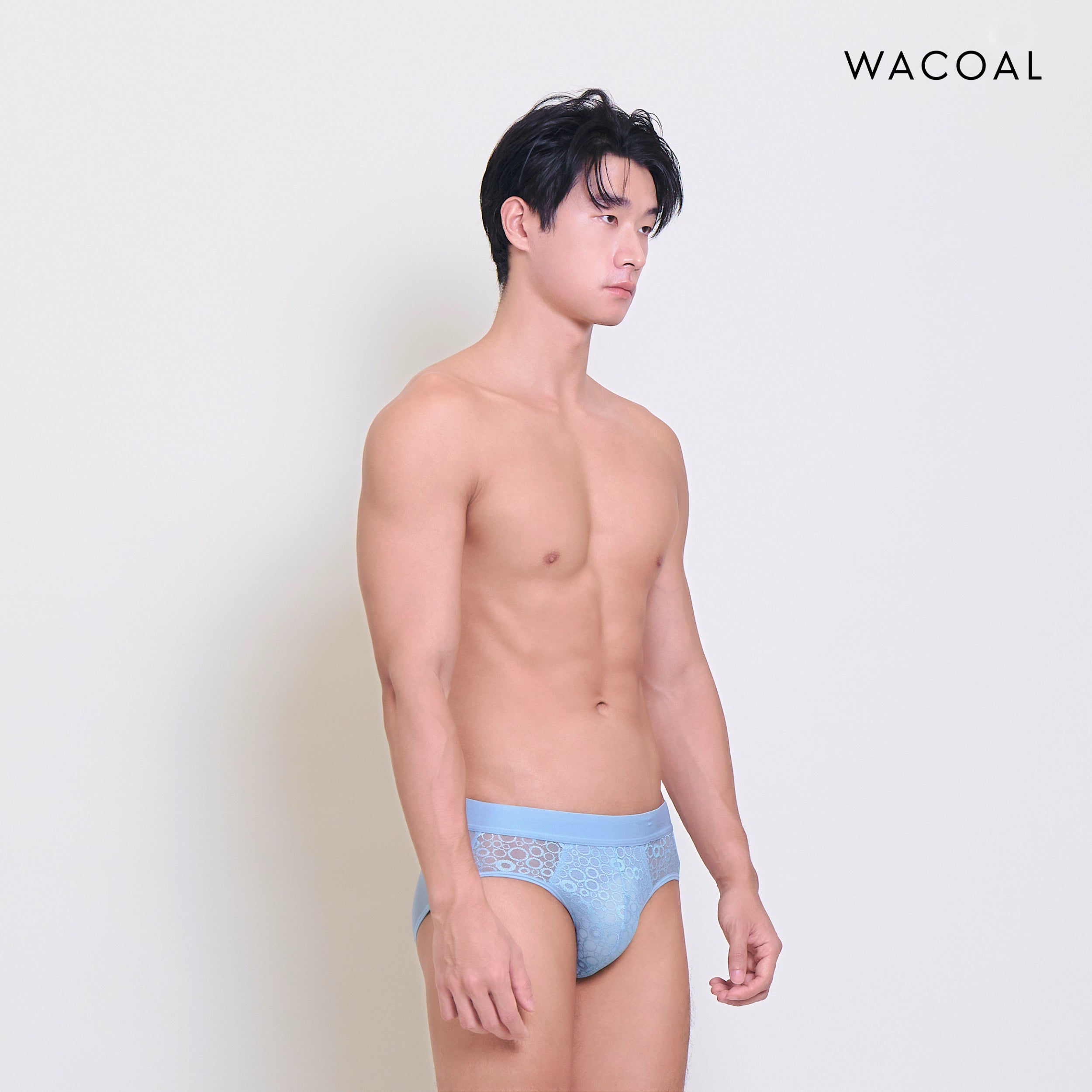 Wacoal กางเกงในผู้ชาย Lace Mesh Bikini ลูกไม้ ระบายอากาศ กระชับ รุ่น WXU306 สีฟ้า (LT)