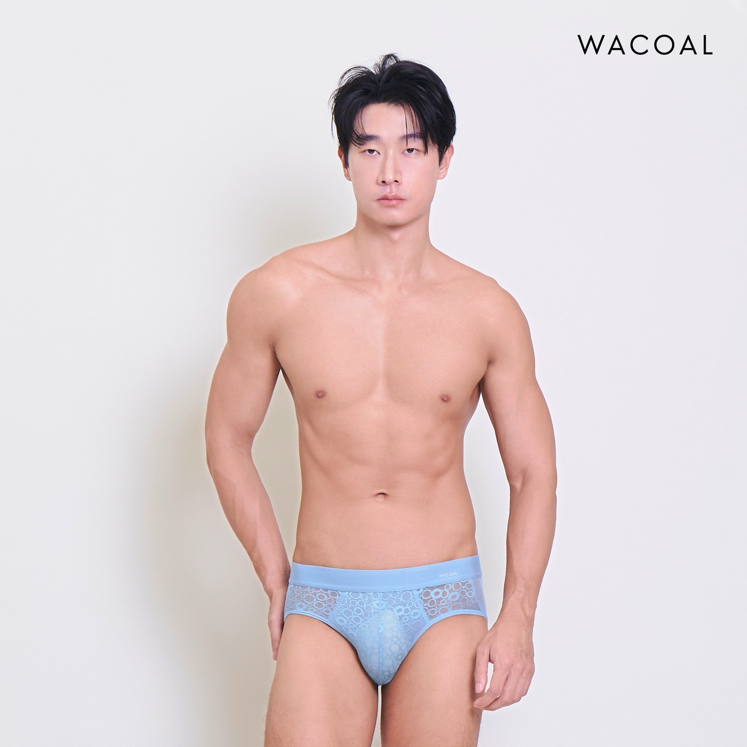 Wacoal กางเกงในผู้ชาย Lace Mesh Bikini ลูกไม้ ระบายอากาศ กระชับ รุ่น WXU306 สีฟ้า (LT)