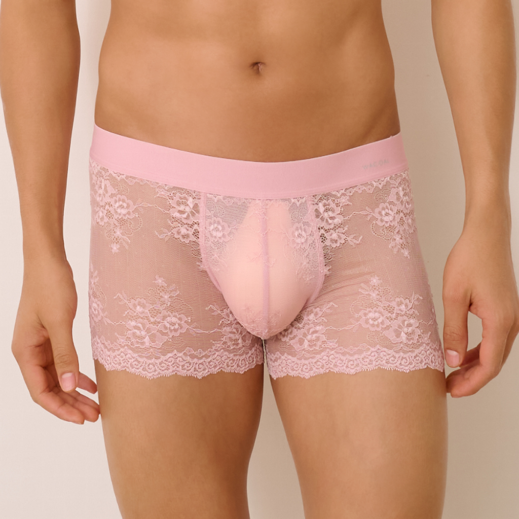 Wacoal Freedom LIMITED กางเกงลูกไม้ชาย(Lace Boxer) รุ่น WXU403 สีชมพู (WR)