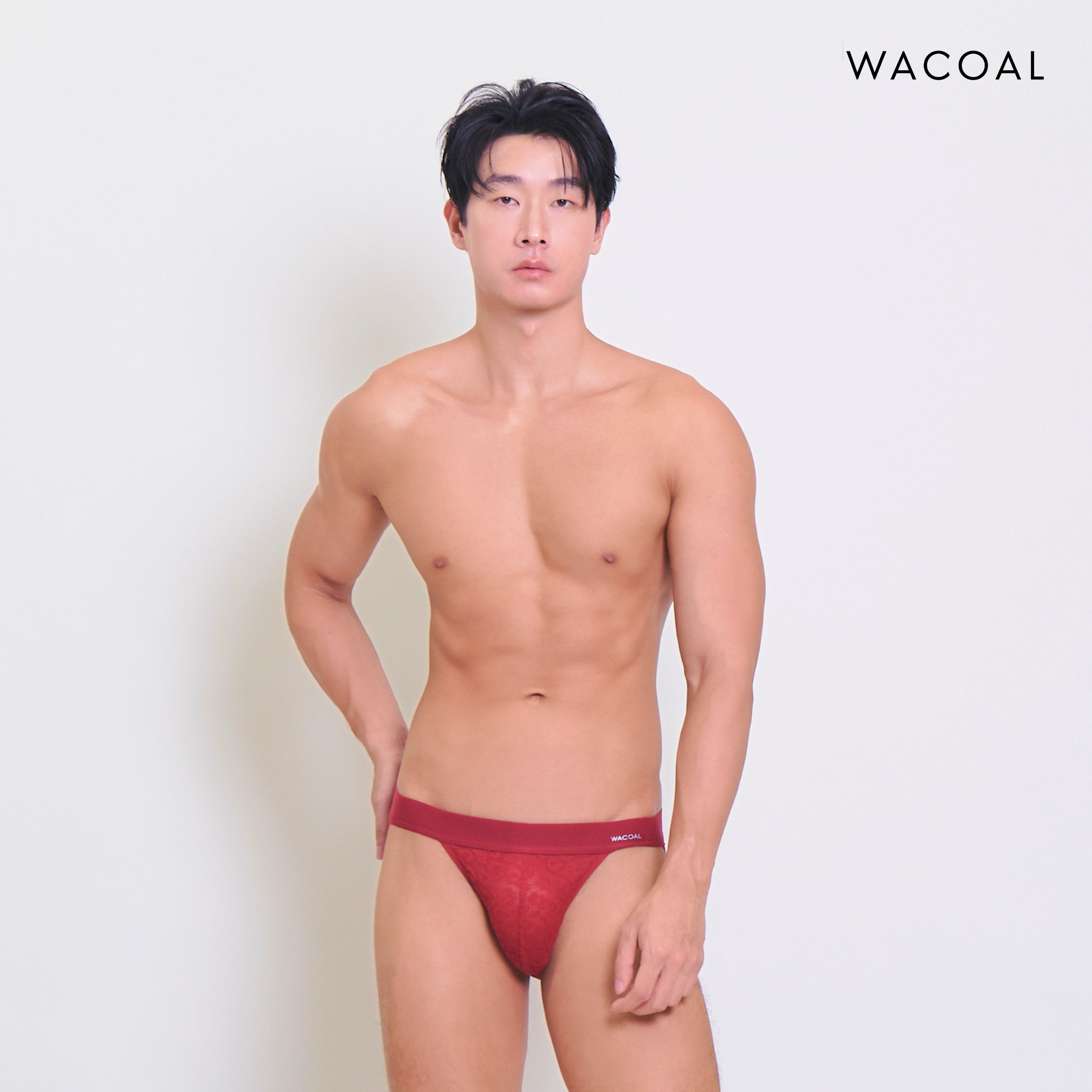 Wacoal กางเกงในผู้ชาย FASHION SEE THROUGH (high-cut lace briefs) รุ่น WXU304 สี ดำ (RE)