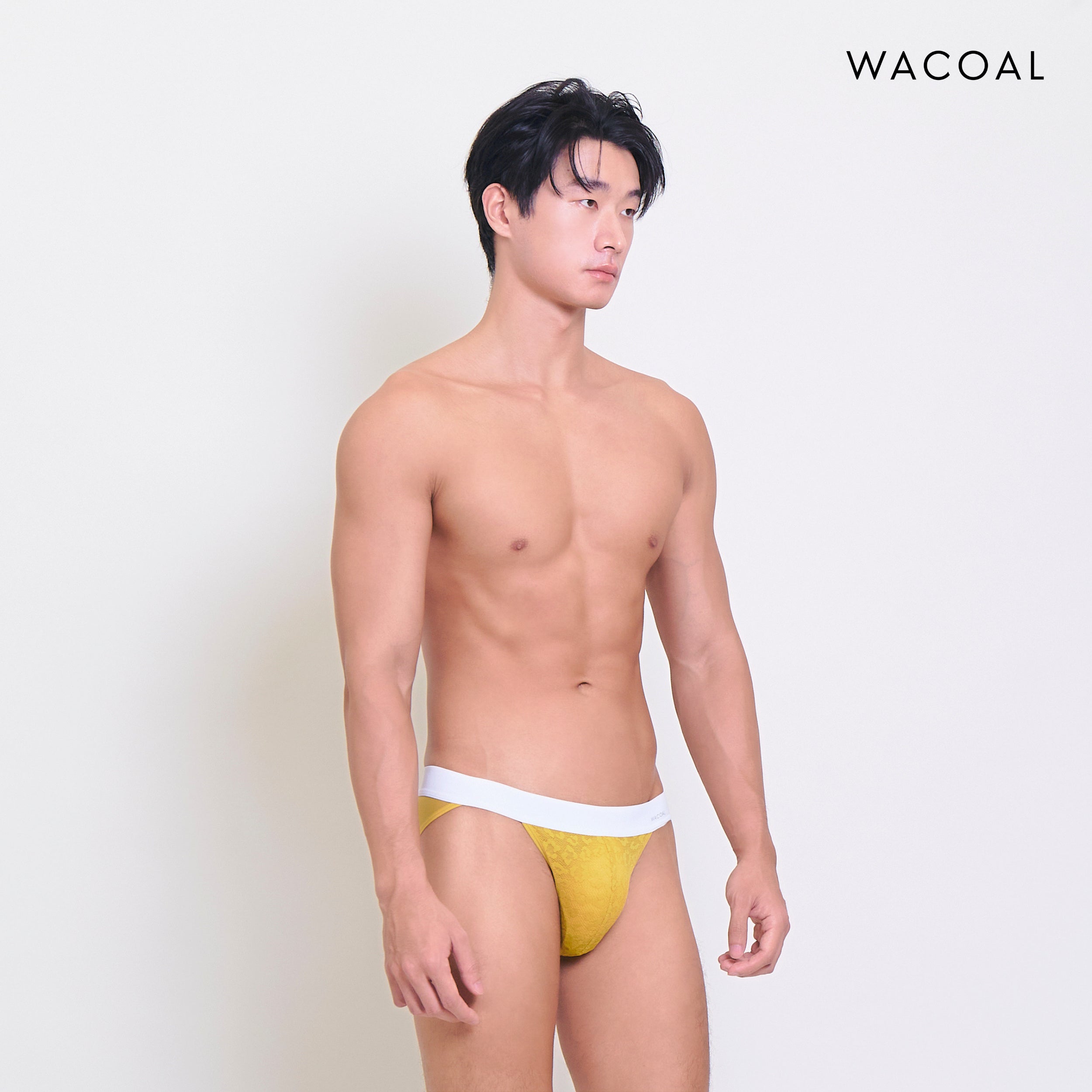 Wacoal กางเกงในผู้ชาย FASHION SEE THROUGH (high-cut lace briefs) รุ่น WXU304 สี เหลืองมัสตาร์ด (MT)