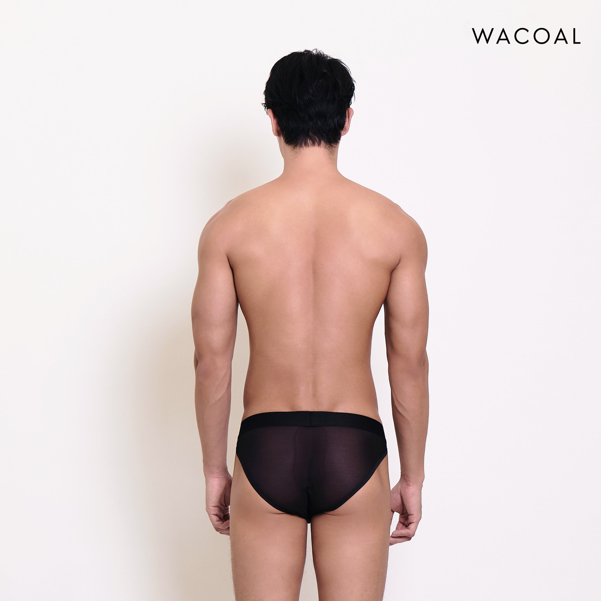 Wacoal กางเกงในผู้ชาย FASHION SEE THROUGH (high-cut lace briefs) รุ่น WXU304 สี ดำ (BL)
