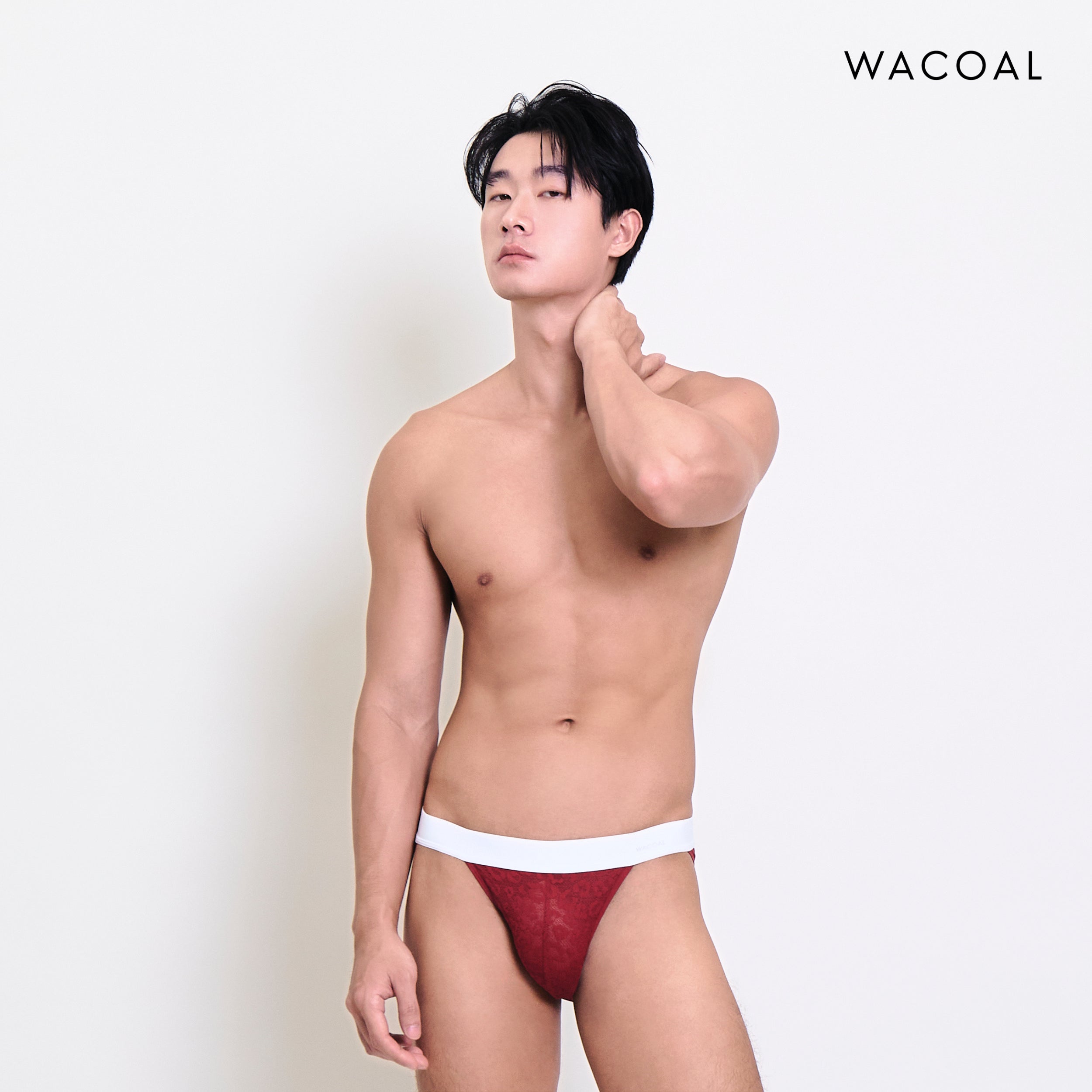 Wacoal กางเกงในผู้ชาย FASHION SEE THROUGH (high-cut lace briefs) รุ่น WXU305 สี แดง (RE)