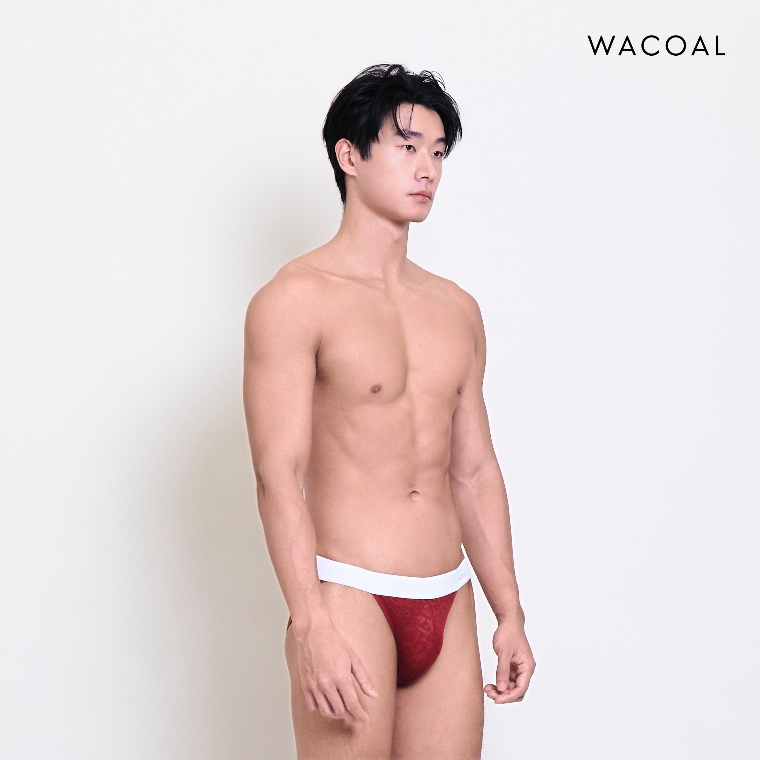 Wacoal กางเกงในผู้ชาย FASHION SEE THROUGH (high-cut lace briefs) รุ่น WXU305 สี แดง (RE)