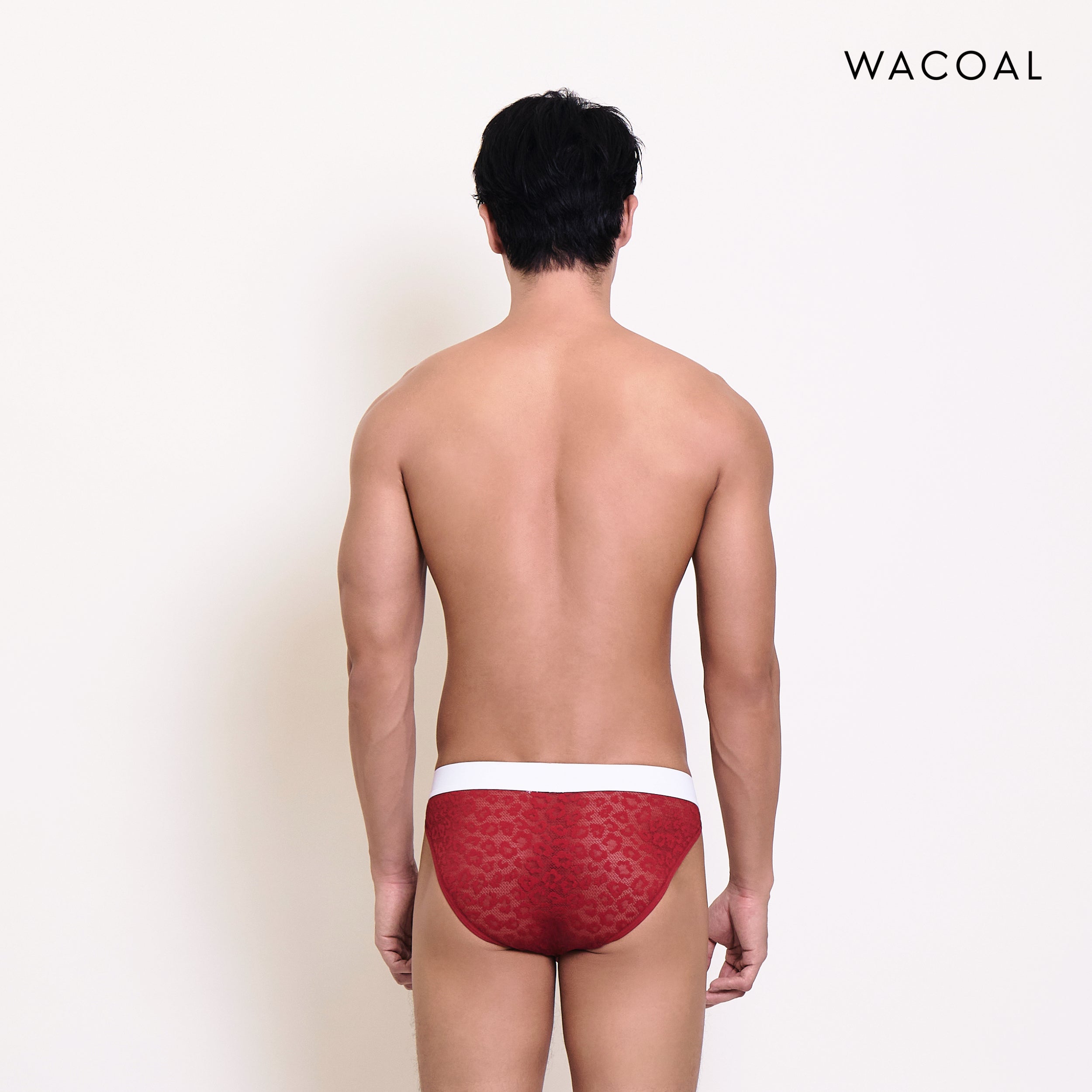 Wacoal กางเกงในผู้ชาย FASHION SEE THROUGH (high-cut lace briefs) รุ่น WXU305 สี แดง (RE)
