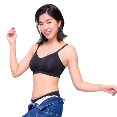 Wacoal Mood ชุดชั้นเนียน บราไร้โครง Smart Size เสริมฟองน้ำ รุ่น MM1F06 สีดำ (BL)