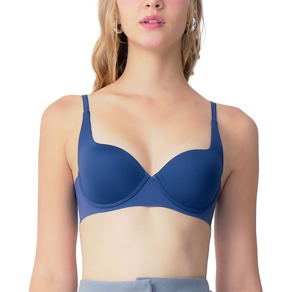 Wacoal Mood ชุดชั้นเนียน บรามีโครง ฟองน้ำบาง รุ่น MM1H43 สีน้ำเงิน (NB)