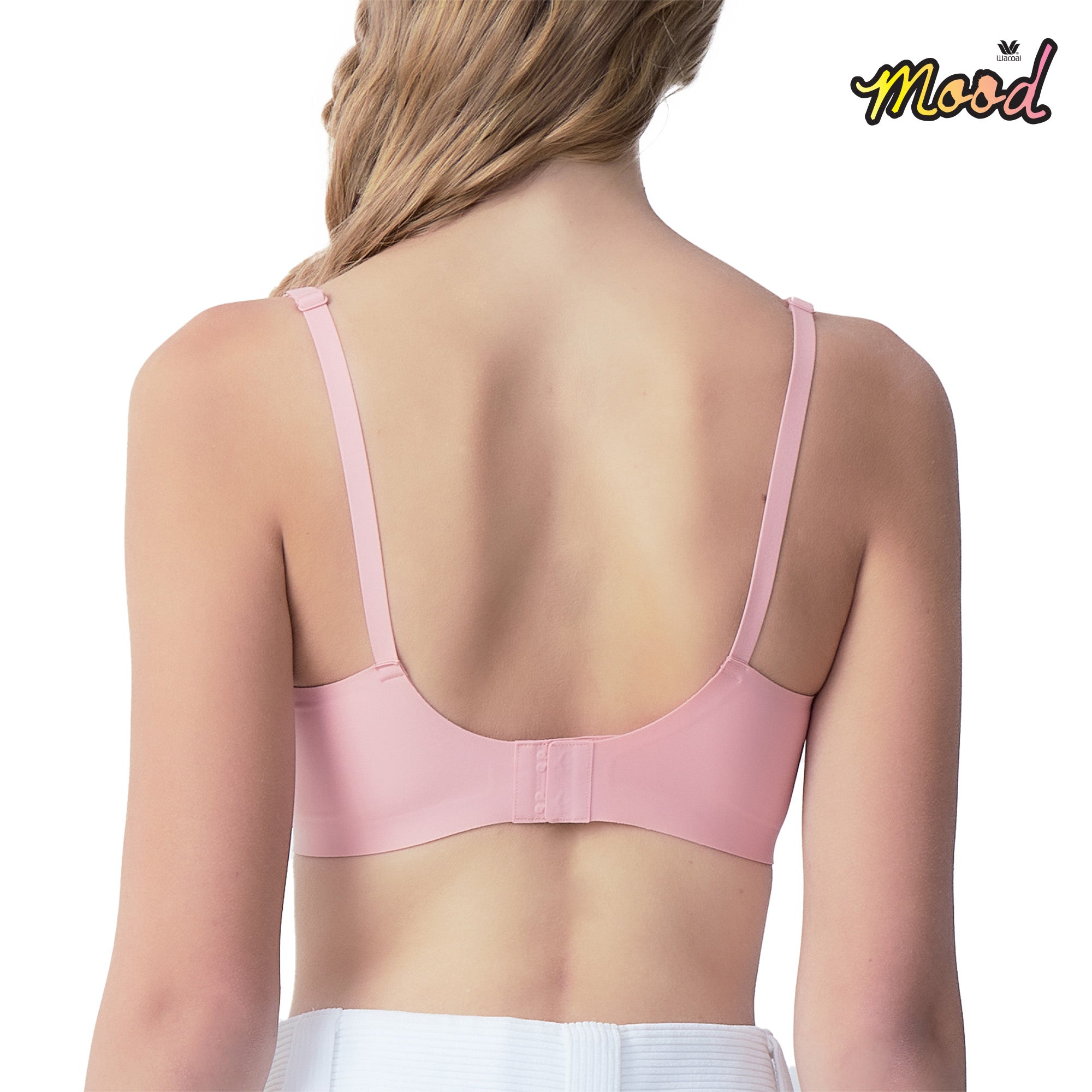 Wacoal Mood ชุดชั้นเนียน บราไร้โครง Smart Size ฟองน้ำบาง รุ่น MM1X72 สีชมพู (TO)