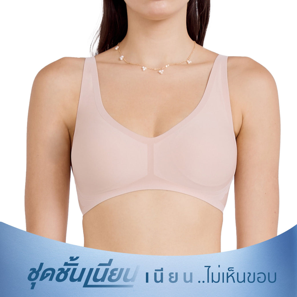 Wacoal Mood ชุดชั้นเนียน บราไร้โครง เนียนเรียบ ฟองน้ำบาง รุ่น MM1Y04 สีเบจ (BE)