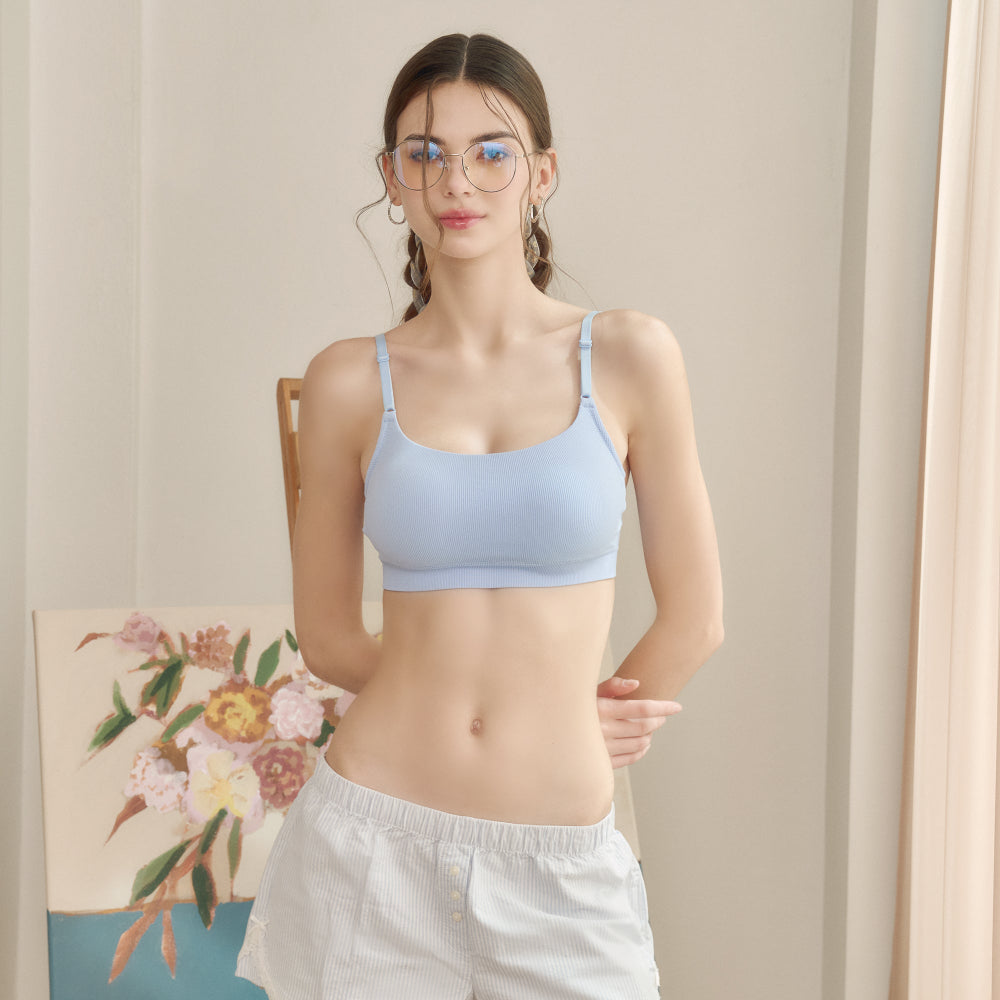 Wacoal Mood Comfy Bra ชุดชั้นในวัยรุ่น บราไร้โครง รุ่น MM1Y13 สีฟ้า (LS)