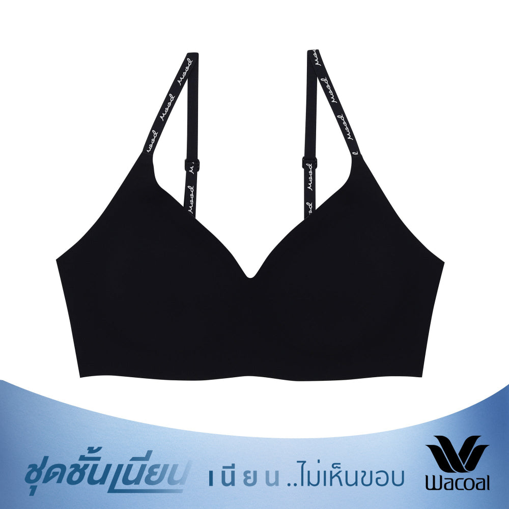 Wacoal Mood ชุดชั้นเนียน บราไร้โครง Smart Size เสริมฟองน้ำ รุ่น MM1Y24 สีดำ (BL)