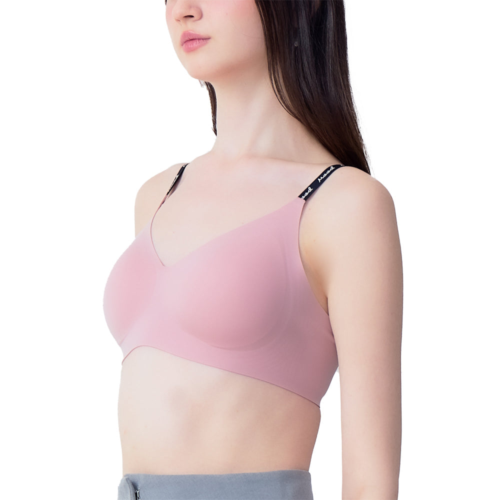 Wacoal Mood ชุดชั้นเนียน บราไร้โครง Smart Size เสริมฟองน้ำ รุ่น MM1Y24 สีเนื้ออมชมพู (PN)