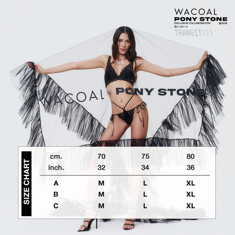 Wacoal x Pony Stone บราไร้โครงตะขอหน้า ฟองน้ำบาง 2 มิล รุ่น WB5X89 สีดำ (BL)