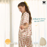 Santa Monica Collection, short-sleeved, long-sleeved pajamas, Donut and Ice cream print, model WN7O02