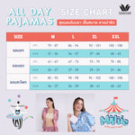 Wacoal Millie &amp; Friends Circat Collection, anti-exposure sleepwear, short-sleeved shirt, long pants, striped pattern, model WN7D41, blue (BU)