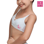 Wacoal Bloom Step 3 children's underwear Children's underwire bra with a little logo pattern, model WB1Y09, white (WH)