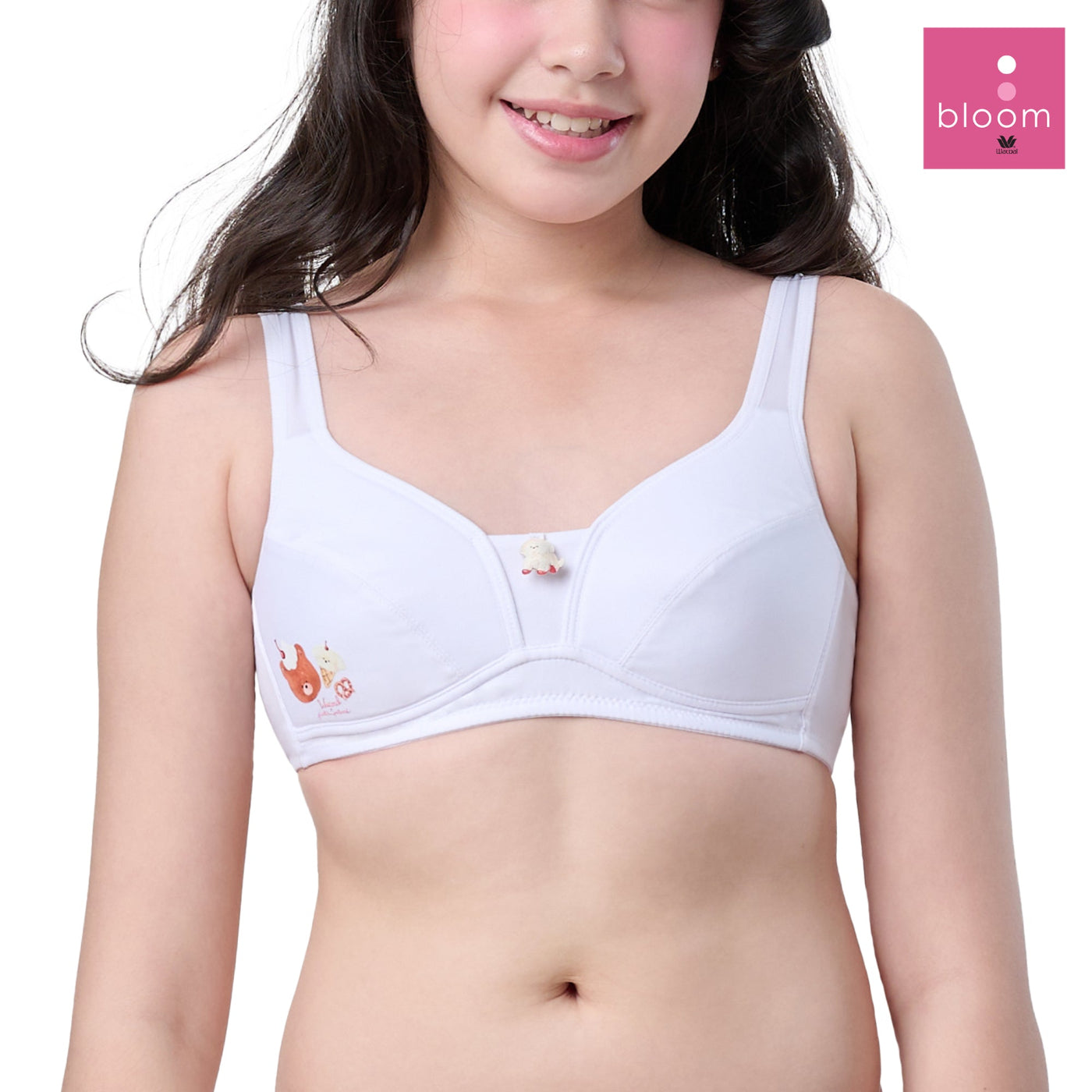 Wacoal Bloom Step 3 ชุดชั้นในสำหรับเด็ก เสื้อในเด็กลาย Plaifah.postcard รุ่น WB1Y12 สีขาว (WH)