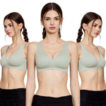 Wacoal smooth underwear set, wireless bra, Smart Size, thin sponge, 3-piece set, model WB3Y34/WB3334, green (GR)