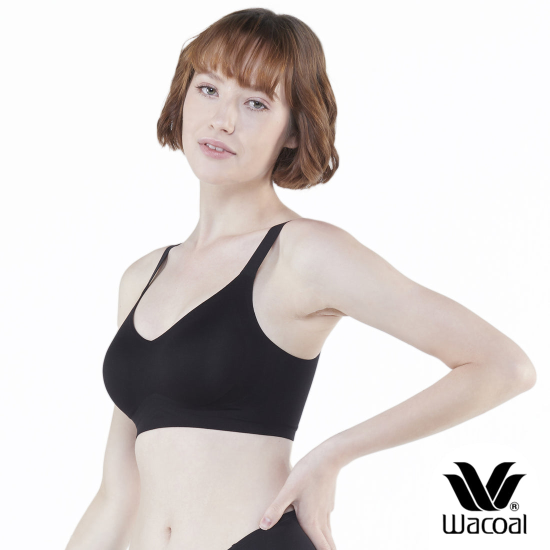 Wacoal Smart Size Go Girls Jelly Bra, Wacoal wireless bra, pack of 2 pieces, model WB3Y28/WB3228, beige-black (BE-BL)