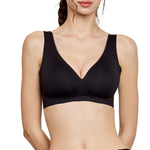 Wacoal smooth underwear set, wireless bra, Smart Size, thin foam, 2-piece set, model WB3Y34/WB3234, black-black (BL)