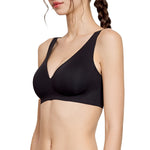 Wacoal smooth underwear set, wireless bra, Smart Size, thin foam, 2-piece set, model WB3Y34/WB3234, black-black (BL)