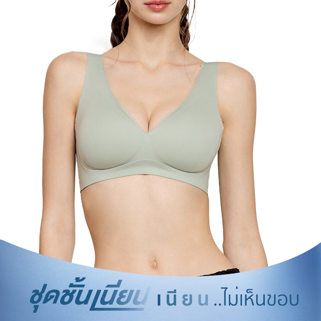 Wacoal ชุดชั้นเนียน บราไร้โครง Smart Size ฟองน้ำบาง รุ่น WB3Y34 สีเขียว (GR)