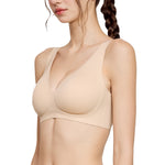 Wacoal smooth underwear set, wireless bra, Smart Size, thin foam, 2-piece set, model WB3Y34/WB3234, beige-beige (BE)