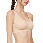 Wacoal smooth underwear set, wireless bra, Smart Size, thin foam, 2-piece set, model WB3Y34/WB3234, beige-beige (BE)