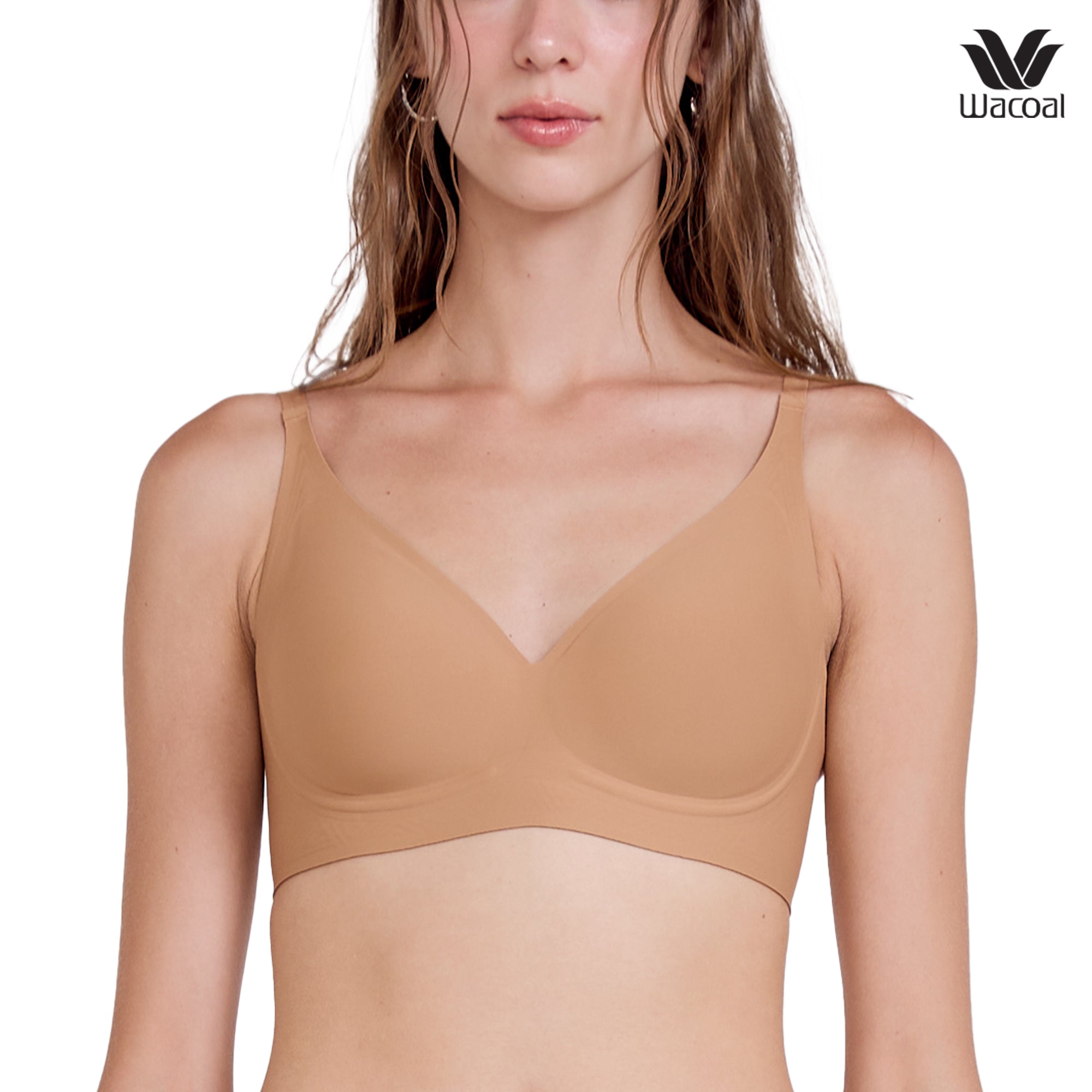 Wacoal ชุดชั้นเนียน บราไร้โครง Smart Size เสริมฟองน้ำ รุ่น WB3Y35 สีน้ำตาล (BR)