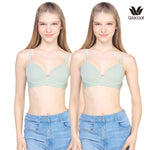 Wacoal Go Girls Smart Size Sexy Look Wacoal wireless bra, pack of 2 pieces, model WB3Y37/WB3237, green (GR)