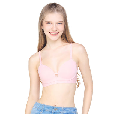 Wacoal Go Girls Smart Size Sexy Look Wacoal wireless bra, model WB3Y37, light pink, graphic pattern (OR)